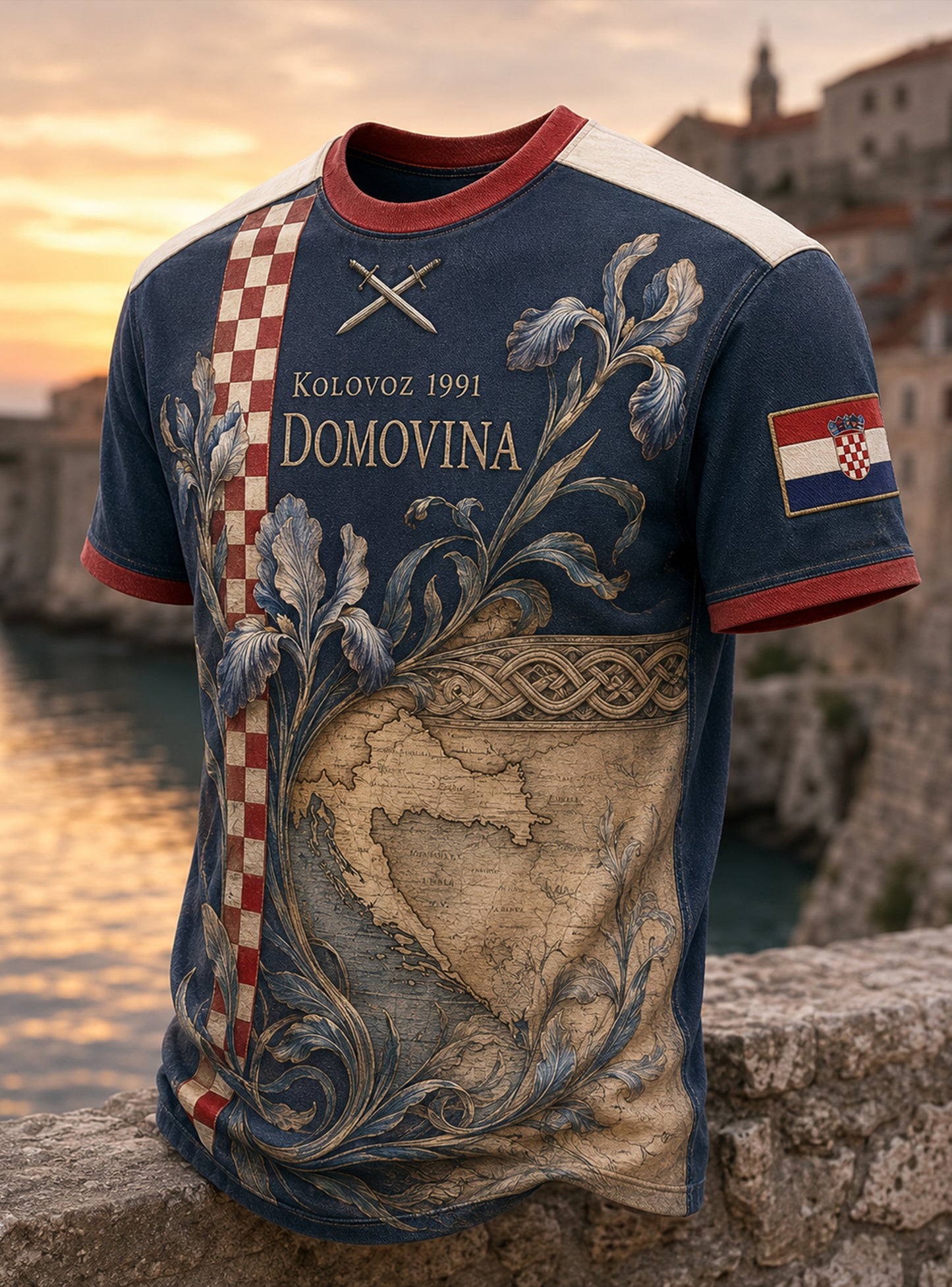 Muški majica s umjetničkom grafikom hrvatske vojske i domoljublja