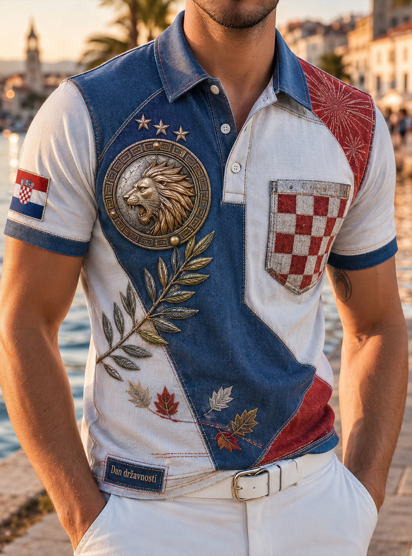 Umjetnički polo majica s otiskom u povodu Muškog hrvatskog nacionalnog dana