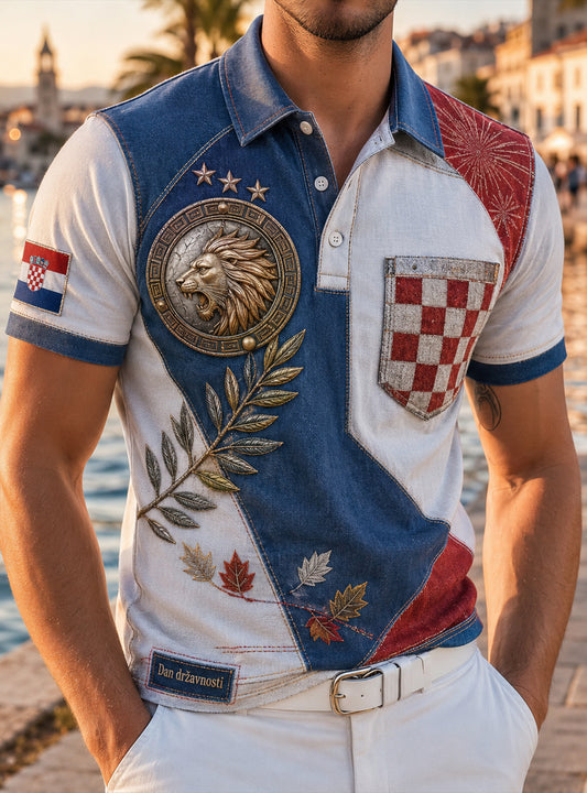 Umjetnički polo majica s otiskom u povodu Muškog hrvatskog nacionalnog dana
