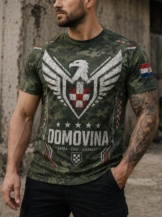 Muški majica s umjetničkom grafikom hrvatske vojske i domoljublja