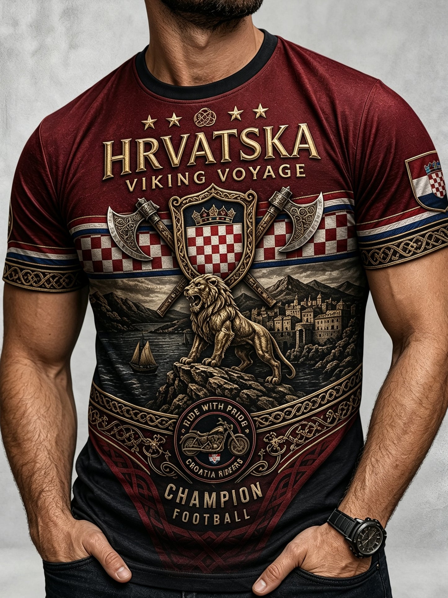 Muška hrvatska tematska piratska umjetnost Print T-shirt