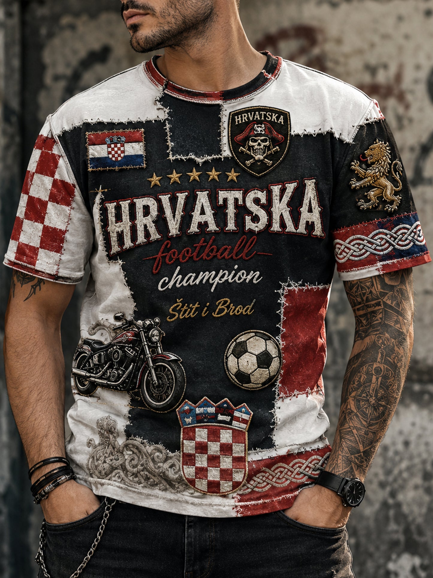 Muška hrvatska tematska piratska umjetnost Print T-shirt