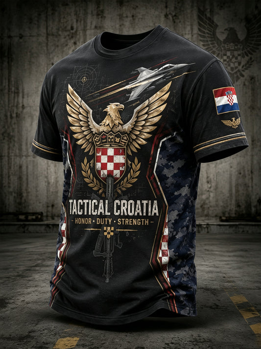 Muški majica s umjetničkom grafikom hrvatske vojske i domoljublja