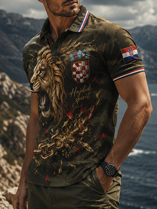 Muška majica polo s umjetničkom grafikom u duhu hrvatskog Hajduka