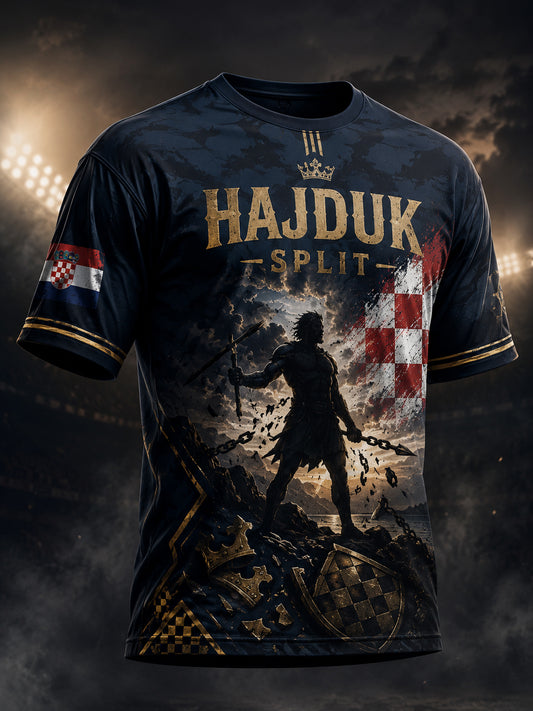Muška majica s umjetničkom grafikom nadahnutom duhom hrvatskog Hajduka