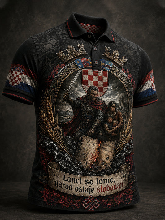 Muški art print polo majica nadahnuta duhom Hajduka
