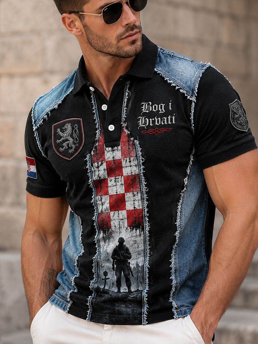 Muška hrvatska vojno-Inspirirana umjetnost Print Polo Košulja