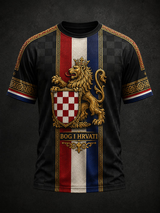 Muška majica s umjetničkom grafikom u vojnom stilu iz Hrvatske