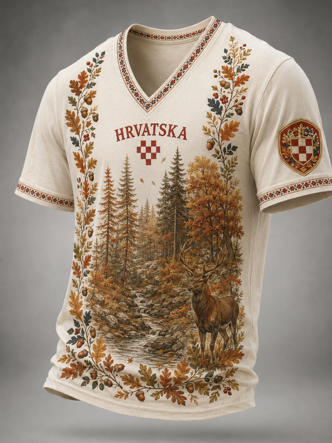 Muška majica s umjetničkom grafikom u bojama hrvatske jesenske šume