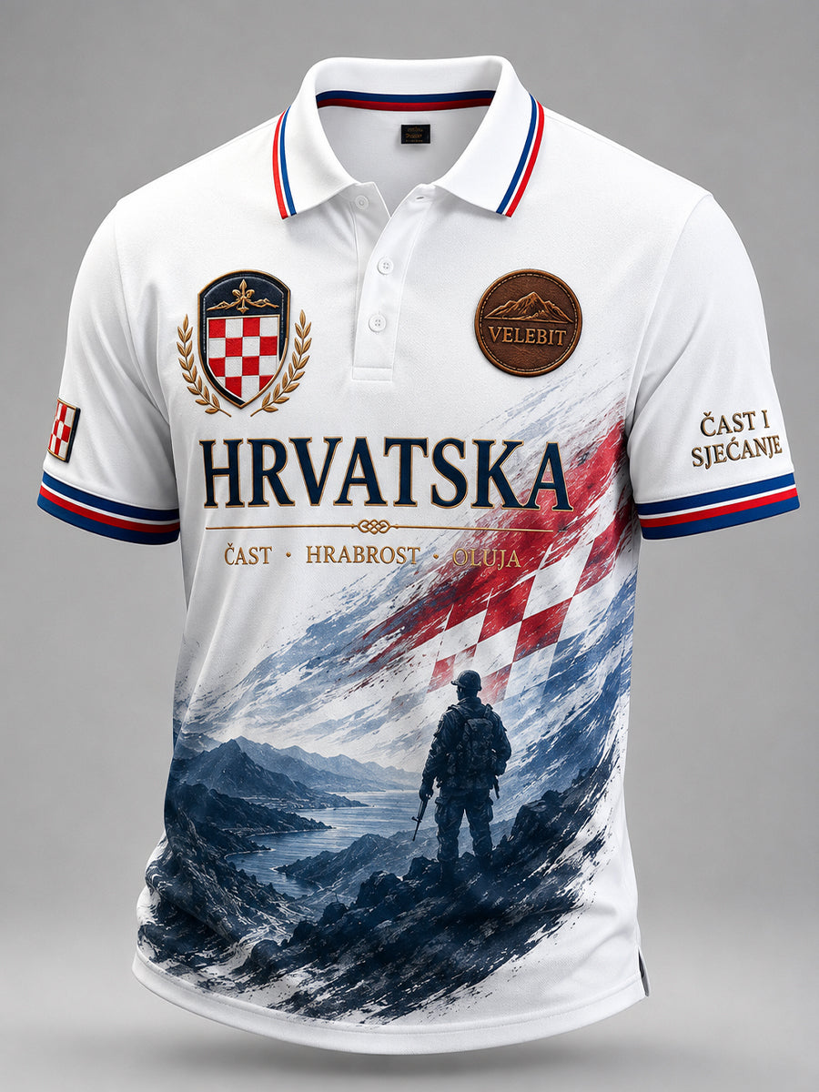 Retro hrvatski umjetnički otisak ležerna majica polo