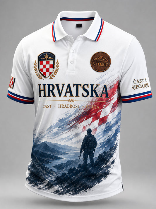 Retro hrvatski umjetnički otisak ležerna majica polo
