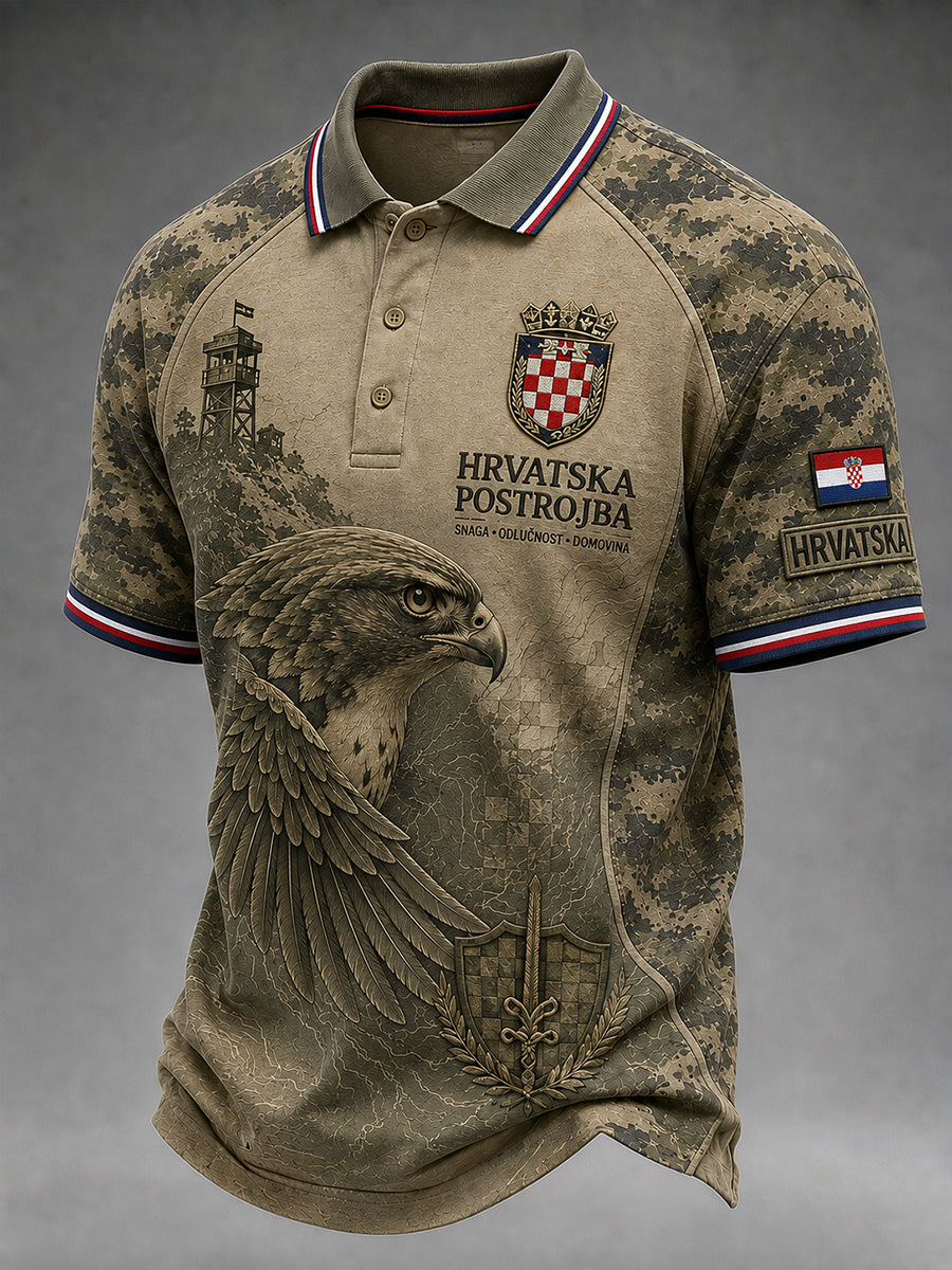 Muška polo majica kratkih rukava s kamuflažnim uzorkom u veteranskom stilu