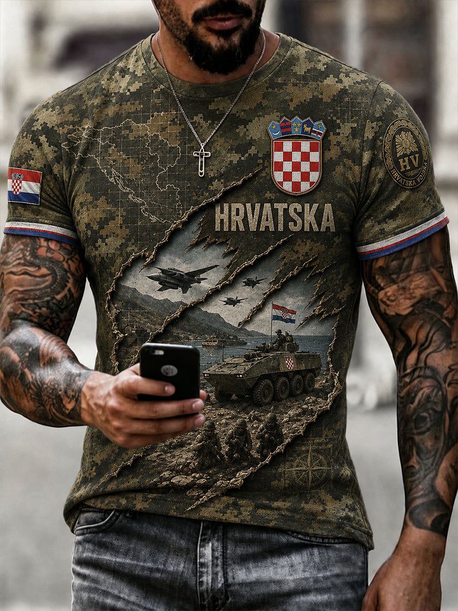 Muška veteran memorijalna kamuflaža Ispis kratki rukav T-majica.
