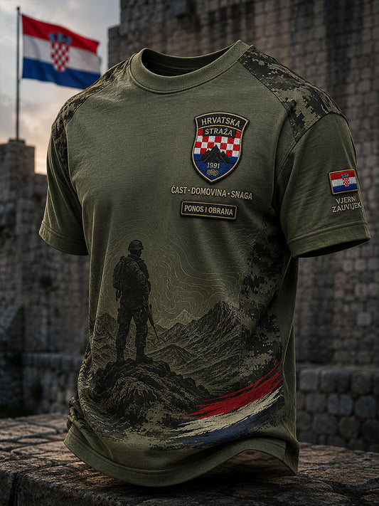 Muška majica kratkih rukava s grafičkim uzorkom u vojnom stilu kamuflaže