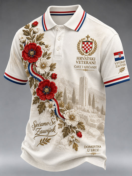 Muška polo majica kratkih rukava s vintage proslavnim motivom za veterane
