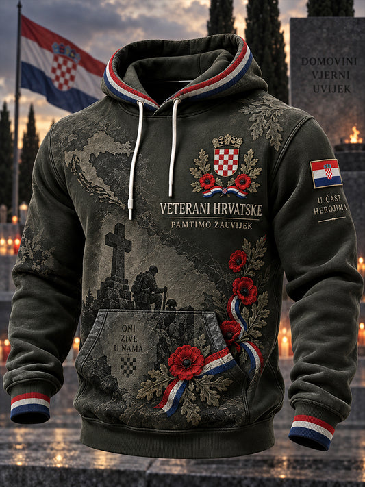 Muški vintage hoodie s dugim rukavima i motivom veterana