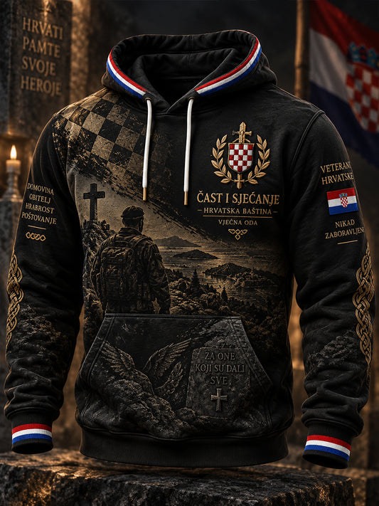 Muški vintage hoodie s dugim rukavima i motivom veterana
