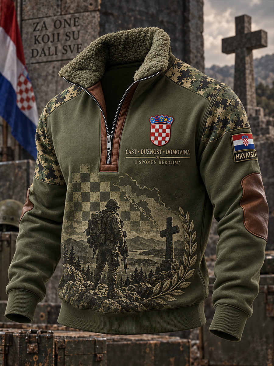Muška veteran-tema vojna komemorativni tiskati visoko vrat duge rukav trenerka
